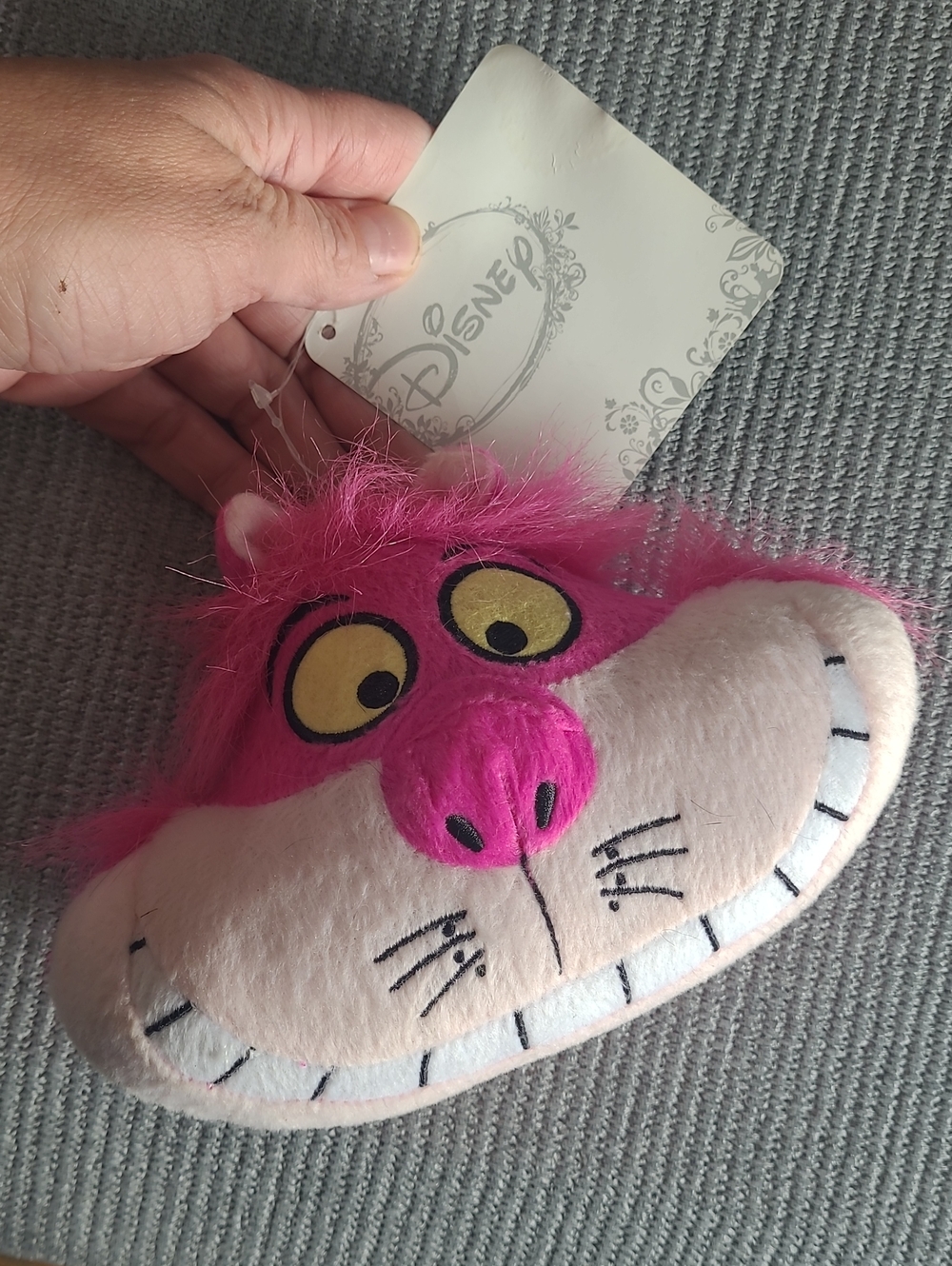 Disney Pink Cheshire Cat Plush Face Keychain Purse